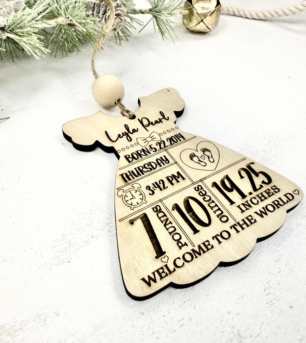 Birth Stat Ornament,Personalized Baby Birth Stat Ornaments, Baby’s First Christmas Ornament, Newborn Baby Keepsake Ornament