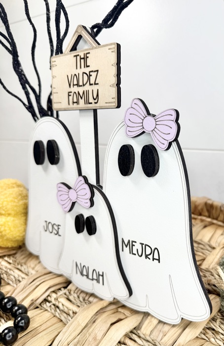 Personalized With Name Ghost Halloween Sign, Farmhouse Halloween Tier Tray Decor, Halloween Decorations, Ghost Family