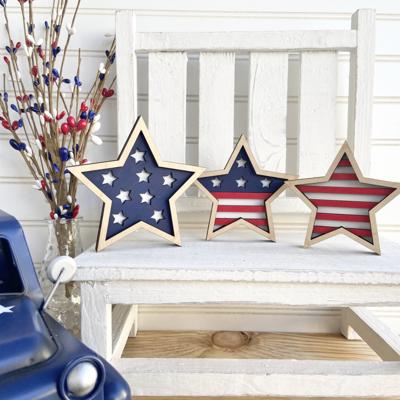 Set of 3 Patriotic Stars, Patriotic Decor, Red White Blue, 4th of July, Memorial Day Decor, July 4th Tiered Tray, 4th of July Stars