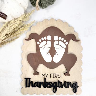 Wooden My First Thanksgiving DIY Milestone,Baby Milestone Cards,My First Holiday,Expecting Mom Gift,Baby Shower Gift,Baby Photo Prop
