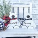  Personalized Wood Polar Bear, Polar Bear Shelf Sitters, Polar Bear Decor, White Home Decor, Holiday Decor