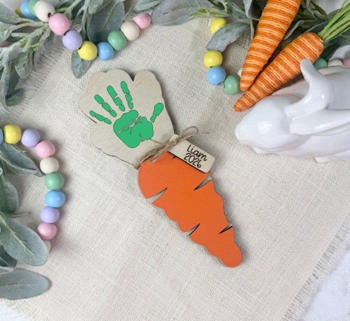 Easter Handprint Craft, Easter Keepsake, Handprint Gift, Personalized Easter, Easter Handprints, Easter DIY Kids Craft, Easter Carrot DIY