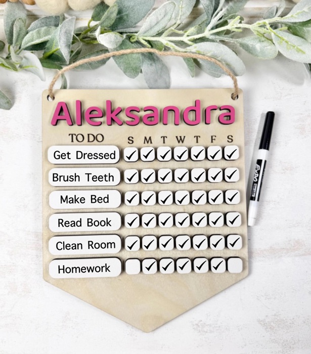 Personalized Kids Chore Chart, Custom Children’s Routine & Responsibility Chart
