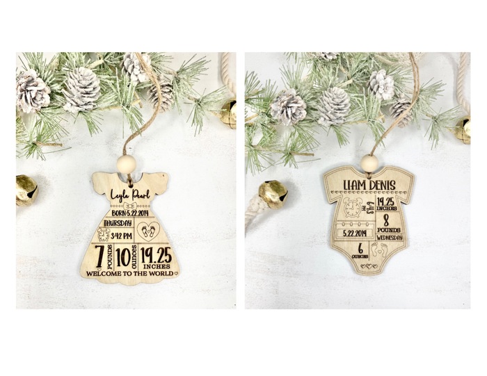 Birth Stat Ornament,Personalized Baby Birth Stat Ornaments, Baby’s First Christmas Ornament, Newborn Baby Keepsake Ornament
