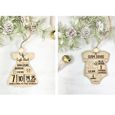 Birth Stat Ornament,Personalized Baby Birth Stat Ornaments, Baby’s First Christmas Ornament, Newborn Baby Keepsake Ornament