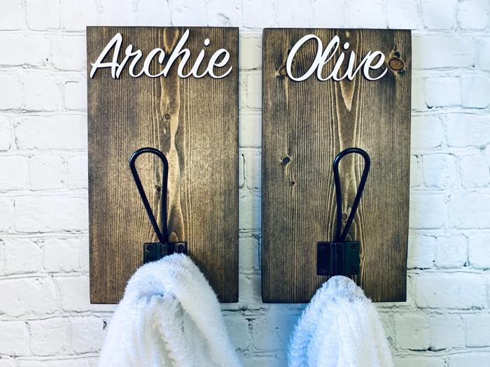 personalized backpack/towel hook, back to school, towel holder, bathroom organizer, front entry hooks, mudroom, personalized hooks