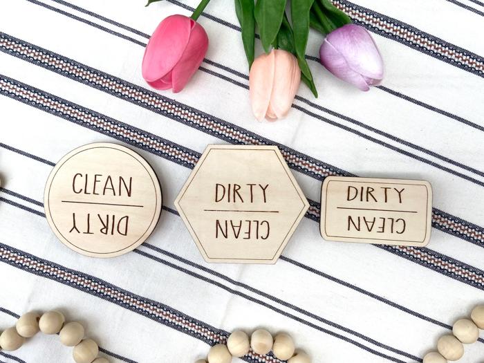 Dishwasher Clean/Dirty Magnet, Dishwasher Magnet, Clean/Dirty Sign Indicator for Dishwasher, Reversible Kitchen Organizing Label