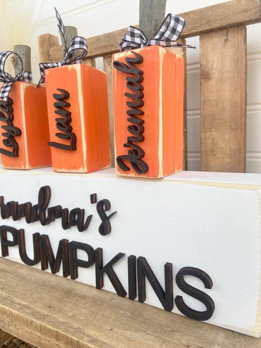 Grandma’s Pumpkins,Personalized Pumpkin Block, Wooden Pumpkin Blocks, Custom Pumpkin Family, Custom Fall/Halloween Gifts , Pumpkin Decor