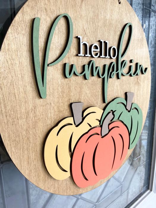 Hello Pumpkin Door Hanger, Fall Decor, Fall Porch Decor, Fall Door Sign
