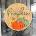  Hello Pumpkin Door Hanger, Fall Decor, Fall Porch Decor, Fall Door Sign