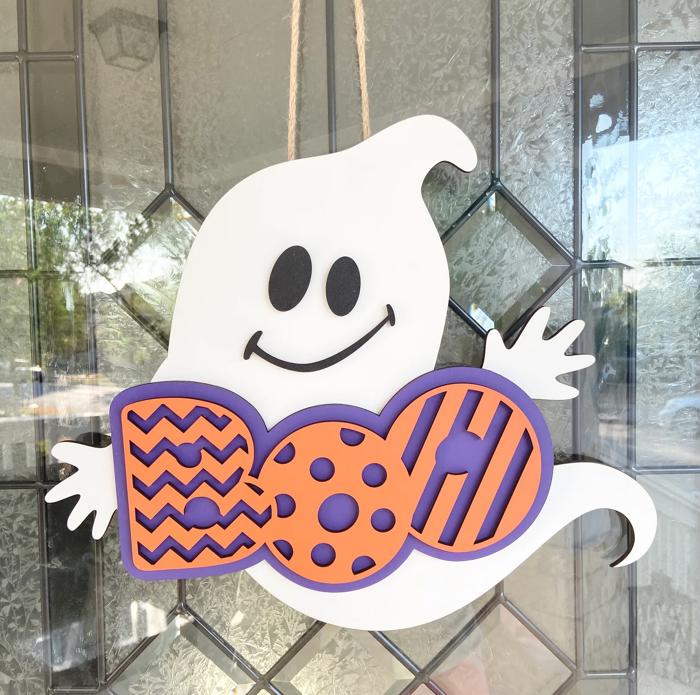 Boo Ghost Door Sign, Halloween Door Sign, Front Porch Decor, Fall Decor