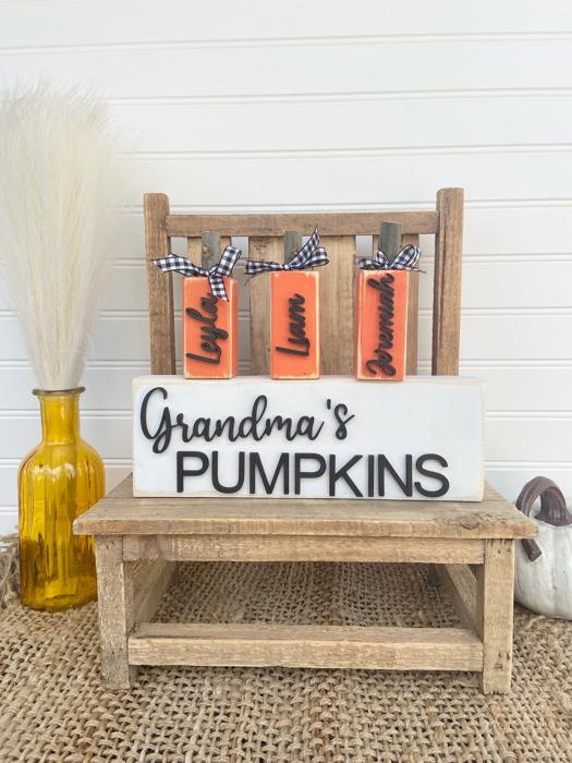 Grandma’s Pumpkins,Personalized Pumpkin Block, Wooden Pumpkin Blocks, Custom Pumpkin Family, Custom Fall/Halloween Gifts , Pumpkin Decor