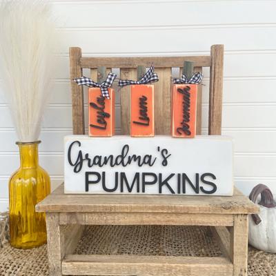 Grandma’s Pumpkins,Personalized Pumpkin Block, Wooden Pumpkin Blocks, Custom Pumpkin Family, Custom Fall/Halloween Gifts , Pumpkin Decor