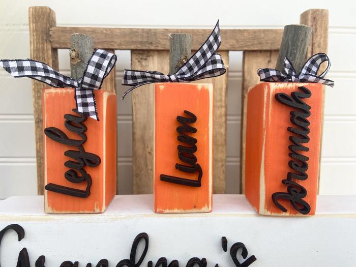 Grandma’s Pumpkins,Personalized Pumpkin Block, Wooden Pumpkin Blocks, Custom Pumpkin Family, Custom Fall/Halloween Gifts , Pumpkin Decor