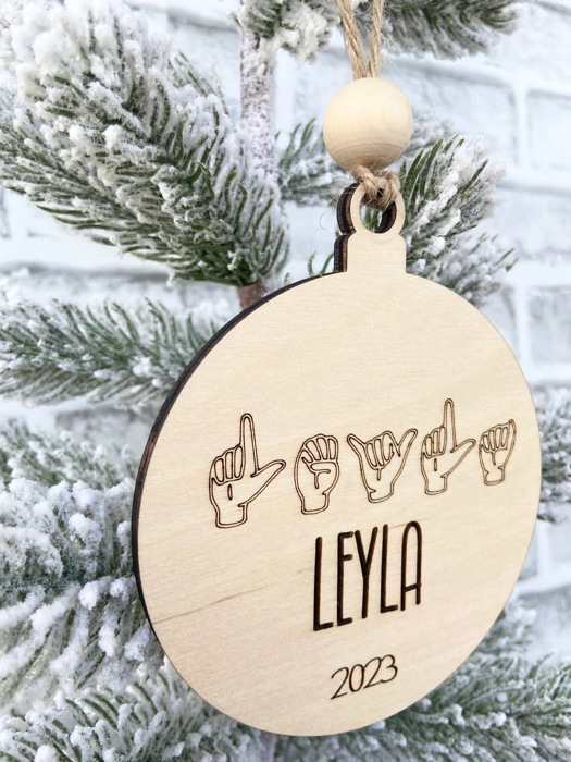 ASL Personalized Christmas Ornament, Personalized Ornament, Christmas Ornament, Sign Language Ornament, Christmas Tree Decor, Gift