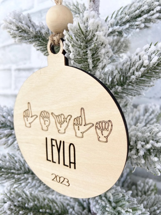 ASL Personalized Christmas Ornament, Personalized Ornament, Christmas Ornament, Sign Language Ornament, Christmas Tree Decor, Gift
