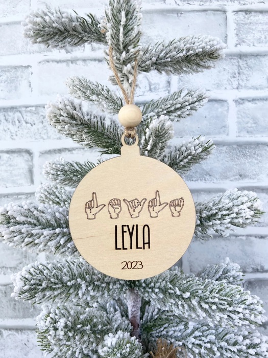 ASL Personalized Christmas Ornament, Personalized Ornament, Christmas Ornament, Sign Language Ornament, Christmas Tree Decor, Gift