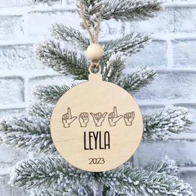 ASL Personalized Christmas Ornament, Personalized Ornament, Christmas Ornament, Sign Language Ornament, Christmas Tree Decor, Gift