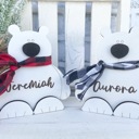  Personalized Wood Polar Bear, Polar Bear Shelf Sitters, Polar Bear Decor, White Home Decor, Holiday Decor