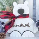  Personalized Wood Polar Bear, Polar Bear Shelf Sitters, Polar Bear Decor, White Home Decor, Holiday Decor