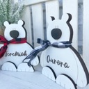  Personalized Wood Polar Bear, Polar Bear Shelf Sitters, Polar Bear Decor, White Home Decor, Holiday Decor