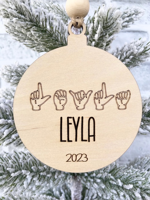 ASL Personalized Christmas Ornament, Personalized Ornament, Christmas Ornament, Sign Language Ornament, Christmas Tree Decor, Gift
