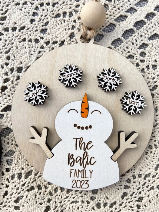Snowman Snowflake Custom Ornaments, Personalized Family Ornaments, Custom Grandkids Ornaments, Christmas Gift Ideas,Grandparents Ornament