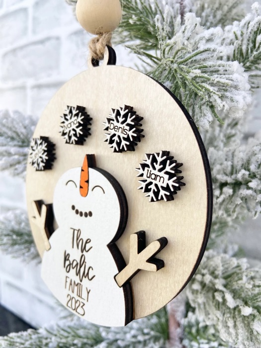 Snowman Snowflake Custom Ornaments, Personalized Family Ornaments, Custom Grandkids Ornaments, Christmas Gift Ideas,Grandparents Ornament