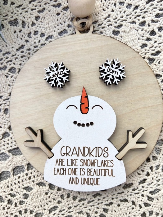 Snowman Snowflake Custom Ornaments, Personalized Family Ornaments, Custom Grandkids Ornaments, Christmas Gift Ideas,Grandparents Ornament