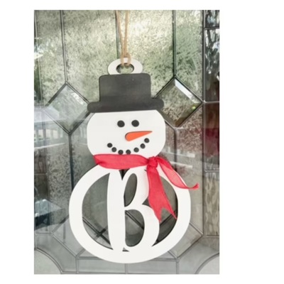 Monogrammed Snowman Door Sign,Personalized Snowman Door Sign, Christmas Door Sign, Christmas Decoration, Holiday Decor