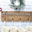  And the stockings were hung, Stocking hanger, Wooden stocking sign with hooks, wall stocking sign hanger, stocking display