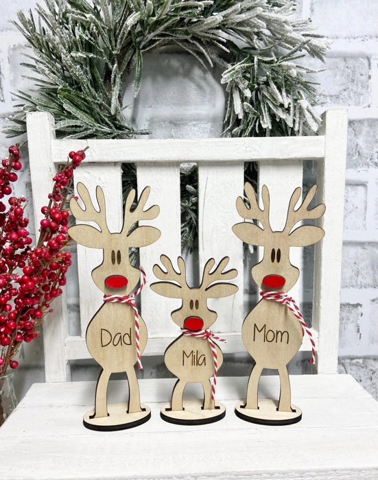 Personalized reindeer, reindeer Shelf Sitter, Holiday Decor, Christmas Mantle Decor