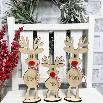 Personalized reindeer, reindeer Shelf Sitter, Holiday Decor, Christmas Mantle Decor