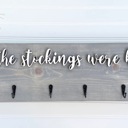  And the stockings were hung, Stocking hanger, Wooden stocking sign with hooks, wall stocking sign hanger, stocking display