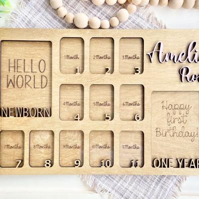 Baby First Year Picture Frame, Personalized Baby Photo Frame, Photo Collage, Personalized Photo Frame, Monthly Milestone for Baby