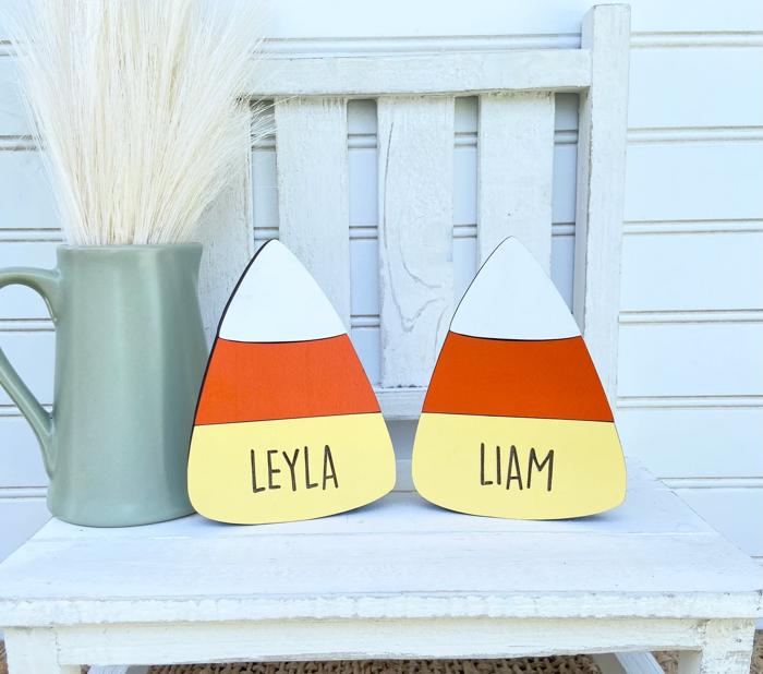 Personalized With Name Candy Corn Sign, Adorable Halloween Decor, Candy Corn Tier Tray Decor, Halloween Decorations, Fall Decor