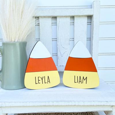 Personalized With Name Candy Corn Sign, Adorable Halloween Decor, Candy Corn Tier Tray Decor, Halloween Decorations, Fall Decor