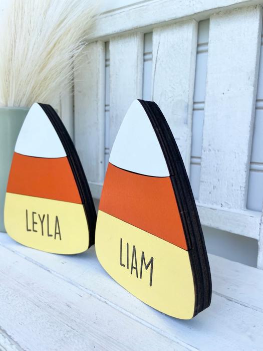 Personalized With Name Candy Corn Sign, Adorable Halloween Decor, Candy Corn Tier Tray Decor, Halloween Decorations, Fall Decor