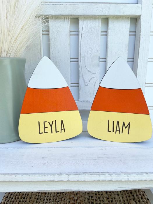 Personalized With Name Candy Corn Sign, Adorable Halloween Decor, Candy Corn Tier Tray Decor, Halloween Decorations, Fall Decor