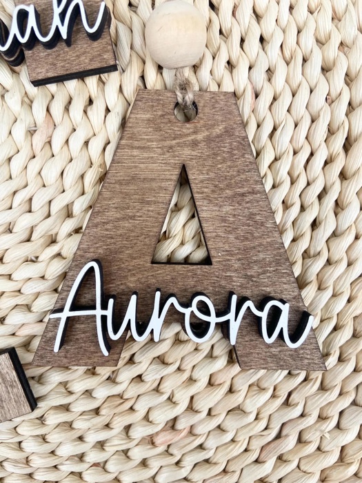 Personalized Name Christmas Ornament, Personalized Initial Ornament, Custom Name Christmas Ornament, Wooden Letter Christmas Ornament