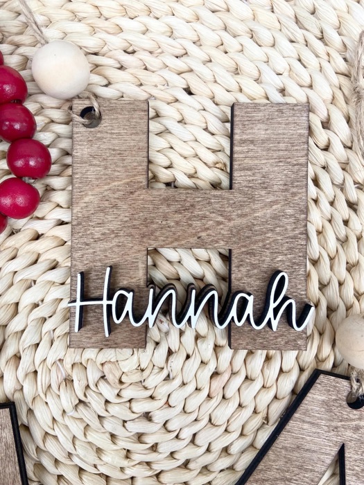 Personalized Name Christmas Ornament, Personalized Initial Ornament, Custom Name Christmas Ornament, Wooden Letter Christmas Ornament