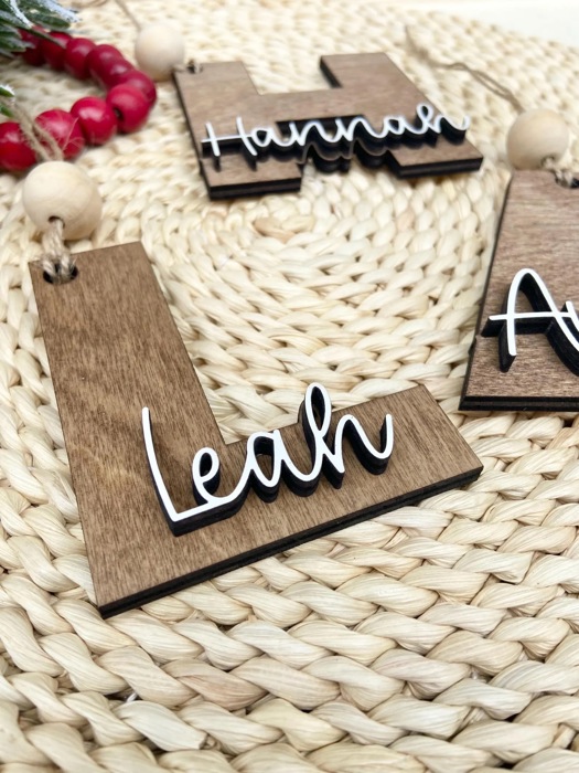 Personalized Name Christmas Ornament, Personalized Initial Ornament, Custom Name Christmas Ornament, Wooden Letter Christmas Ornament