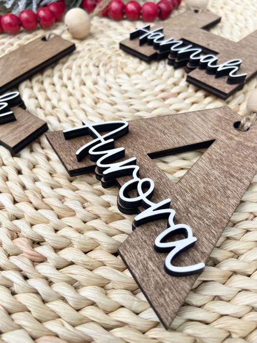 Personalized Name Christmas Ornament, Personalized Initial Ornament, Custom Name Christmas Ornament, Wooden Letter Christmas Ornament