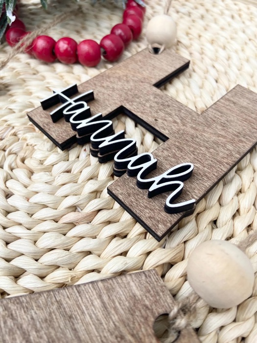 Personalized Name Christmas Ornament, Personalized Initial Ornament, Custom Name Christmas Ornament, Wooden Letter Christmas Ornament