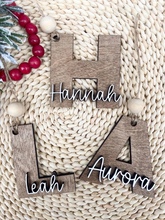 Personalized Name Christmas Ornament, Personalized Initial Ornament, Custom Name Christmas Ornament, Wooden Letter Christmas Ornament