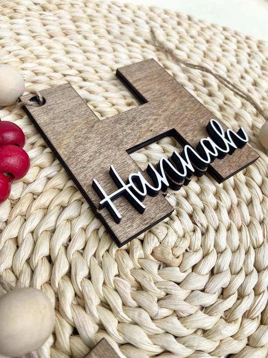 Personalized Name Christmas Ornament, Personalized Initial Ornament, Custom Name Christmas Ornament, Wooden Letter Christmas Ornament