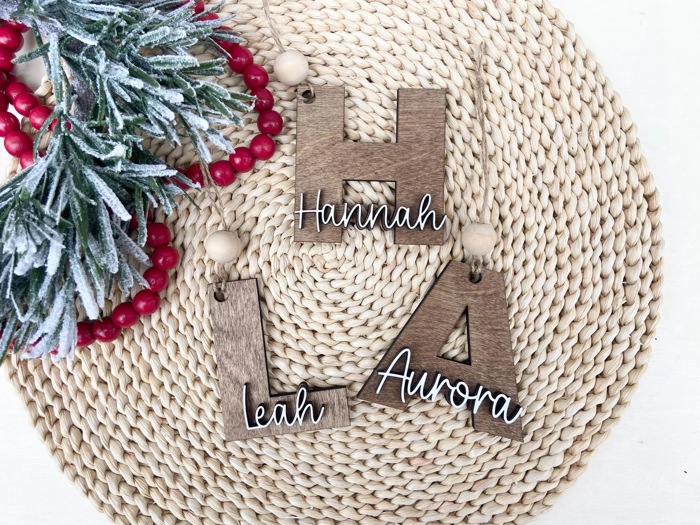 Personalized Name Christmas Ornament, Personalized Initial Ornament, Custom Name Christmas Ornament, Wooden Letter Christmas Ornament