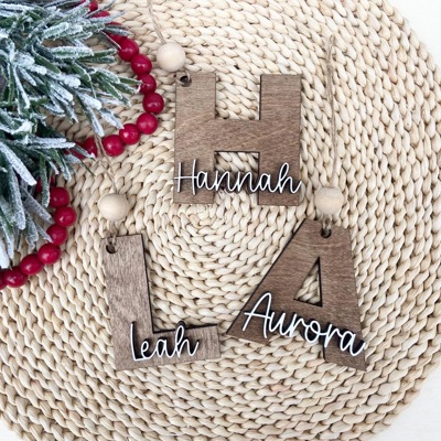 Personalized Name Christmas Ornament, Personalized Initial Ornament, Custom Name Christmas Ornament, Wooden Letter Christmas Ornament