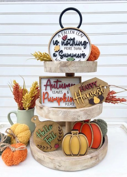 Fall Pumpkin Tier Tray Decor, Fall Decor, Fall Mini Signs, Autumn Decor, Autumn Tier Tray Decor, Tiered Tray Decor Set