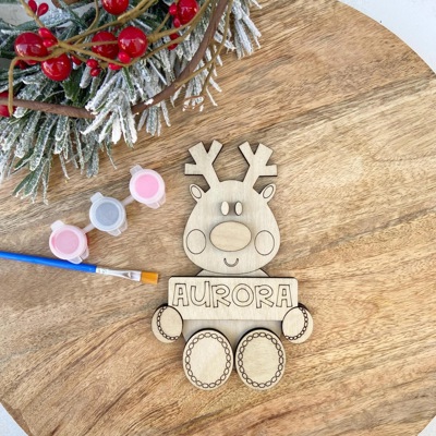Personalized Reindeer DIY Paint Kit, Christmas Gift for Kids,Stocking Stuffers,Christmas Eve Activity,Christmas Painting kit, DIY Paint kids